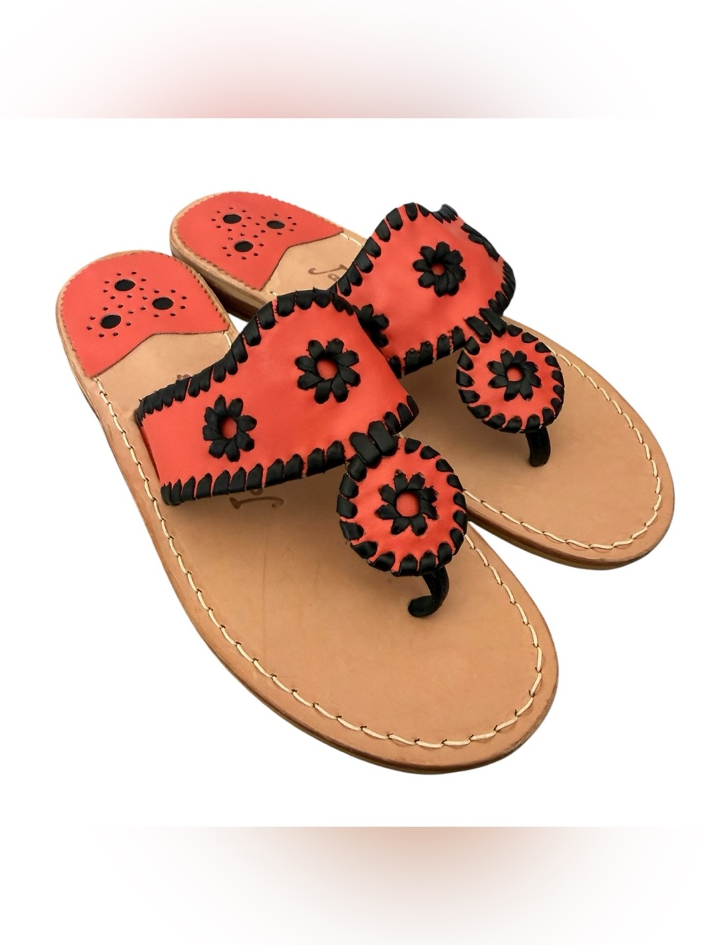Jack Rogers Size 7 Original Jacks Leather Sandals Fiery Red Navajo NEW!